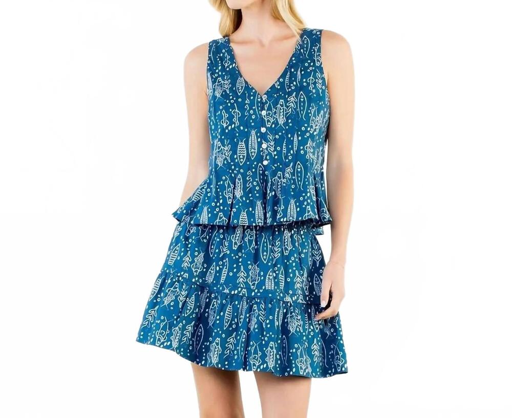 NEW THML sleeveless fish pattern top in blue
